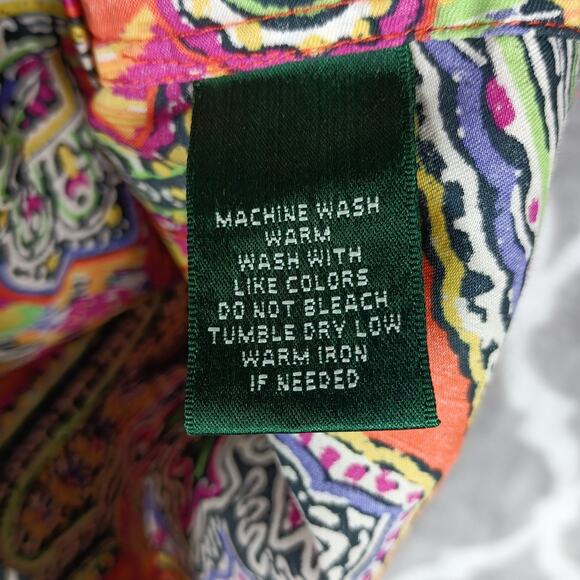 Lauren Ralph Lauren Top Blouse Women Small Paisley Button Up LRL - Picture 11 of 12